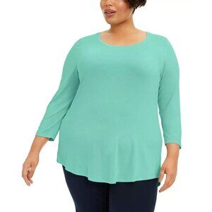 JM Collection Women's Plus Size 1X 3/4 Sleeve Jersey Top PM158AFA